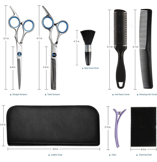 Kit de tijeras de corte de pelo, 11 piezas de tijeras profesionales de corte de pelo