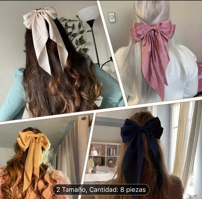 Juego de 8 Clips para el Cabello con Lazo Elegante para Mujeres  (Precio puesto en cuba)